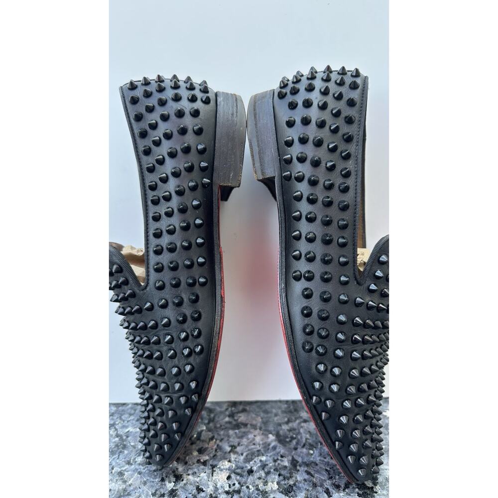 Christian Louboutin Loafers Mens Rollerboy Spikes Flat Velours Black Size 41.5 - Picture 9 of 16
